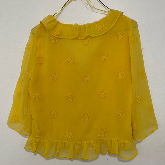 NWOT Zara yellow embroidered blouse - Picture 9 of 10